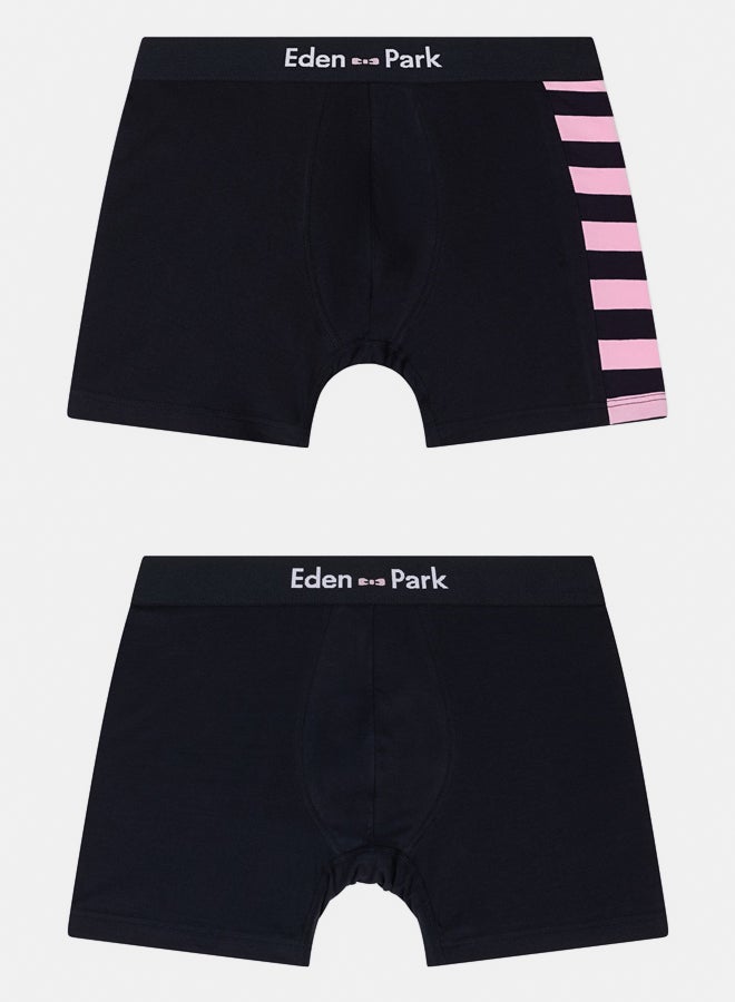 Eden Park Set of two boxer shorts stretch cotton jersey with hooped details  - Image 3