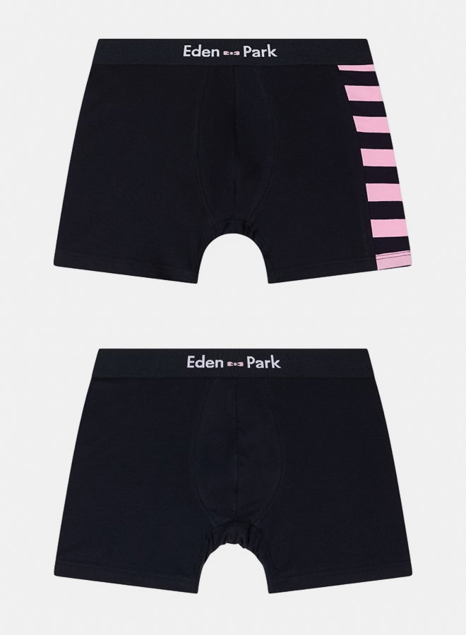 Eden Park Set of two boxer shorts stretch cotton jersey with hooped details  - Image 1