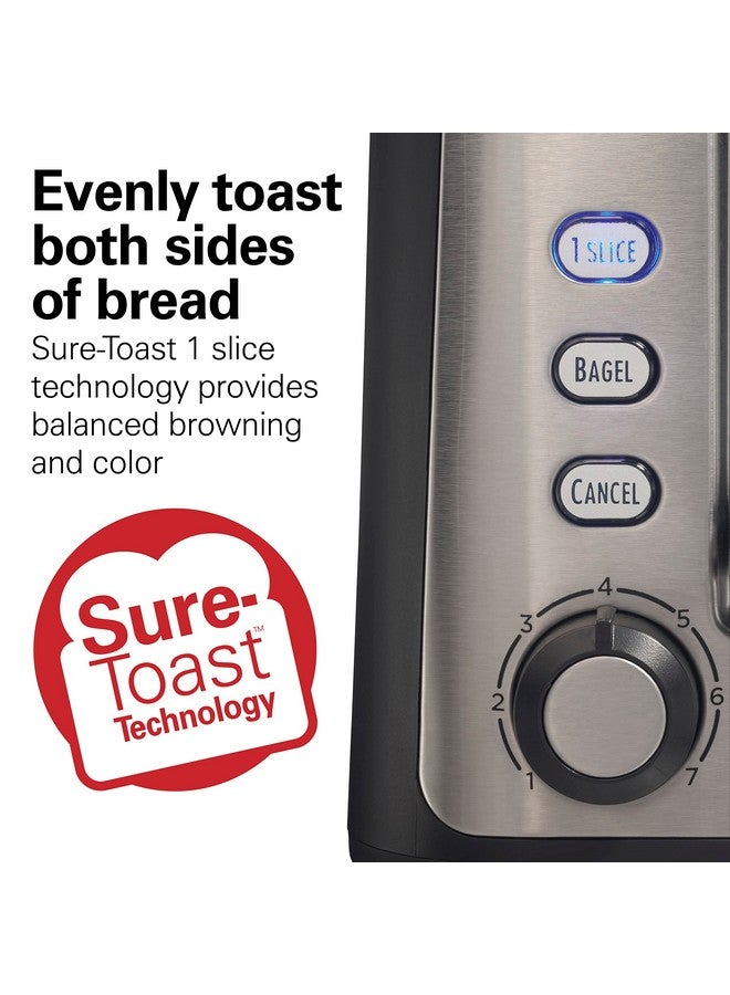 Hamilton Beach Hamilton Beach Gourmet 2 Slice Slot Toaster with Extra Long & Wide Slots, Sure-Toast Technology, Shade Selector, Bagel Setting, Matte Black and Stainless Steel (22996)  - Image 2
