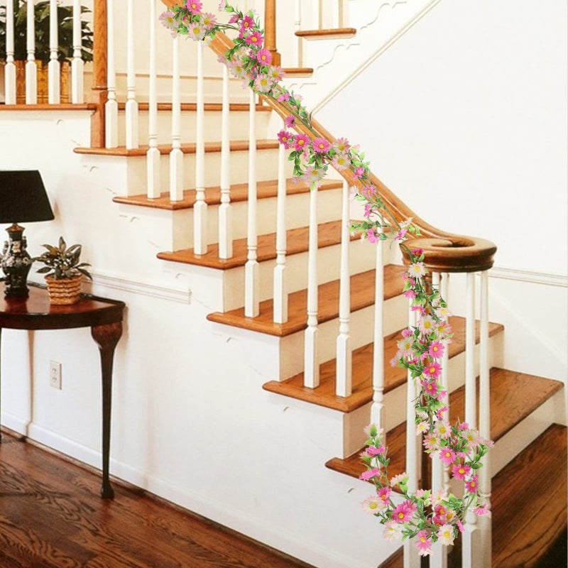 HO2NLE 2 Pack Silk Flower Garland Artificial Sunflower Garland Fake Hanging Vines with Daisy Flowers for Wall Home Party Wedding Indoor Outdoor Spring Decor - Image 5