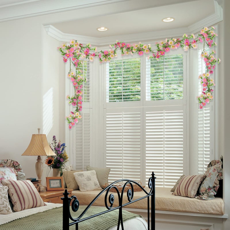 HO2NLE 2 Pack Silk Flower Garland Artificial Sunflower Garland Fake Hanging Vines with Daisy Flowers for Wall Home Party Wedding Indoor Outdoor Spring Decor - Image 2