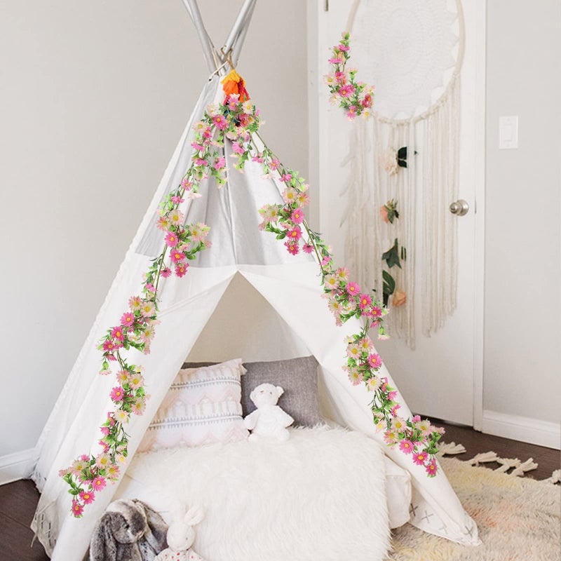 HO2NLE 2 Pack Silk Flower Garland Artificial Sunflower Garland Fake Hanging Vines with Daisy Flowers for Wall Home Party Wedding Indoor Outdoor Spring Decor - Image 4