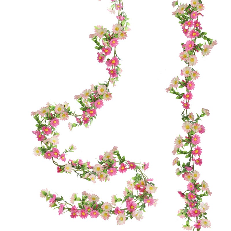 HO2NLE 2 Pack Silk Flower Garland Artificial Sunflower Garland Fake Hanging Vines with Daisy Flowers for Wall Home Party Wedding Indoor Outdoor Spring Decor - Image 1
