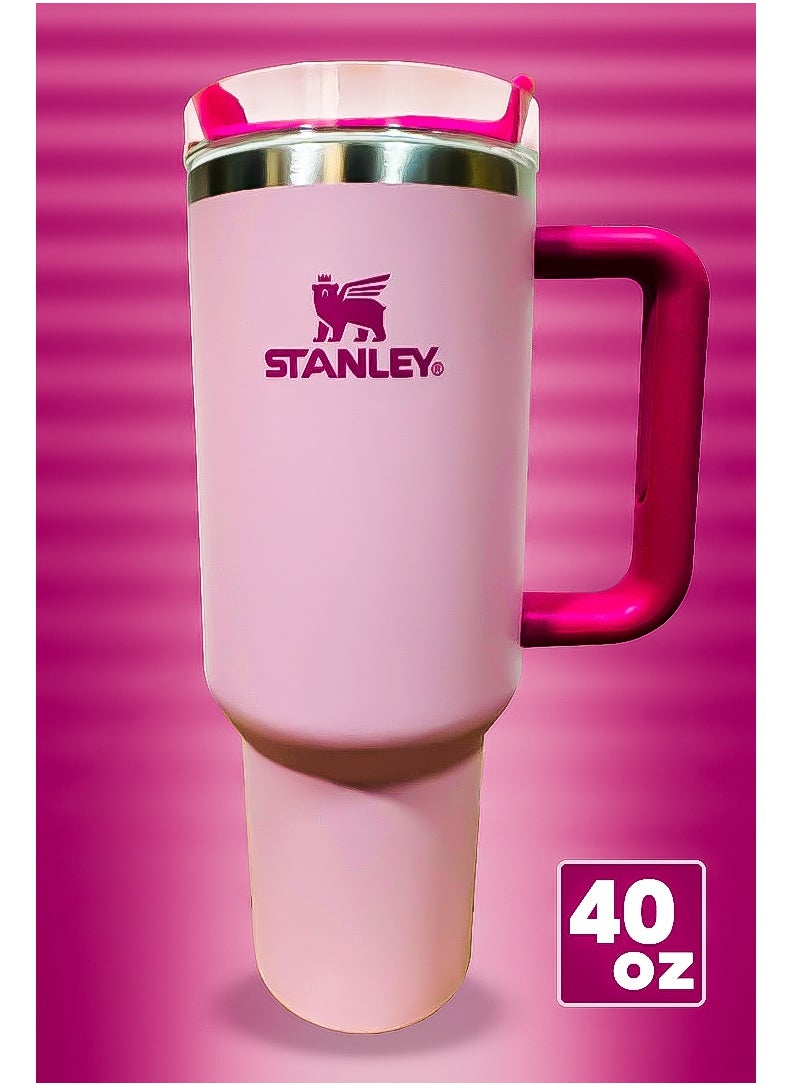 Stanley 40oz Stainless Steel Tumbler Travel Mug with Reusable Straw | BPA-Free, Durable & Dishwasher Safe | Leak-Resistant FlowState Lid | Double Wall Insulation Keeps Drinks Hot for 16H & Cold for 24H | Slim Base Fits Car Cup Holders | Ergonomic Handle for Home, Office, Travel & Outdoor Use