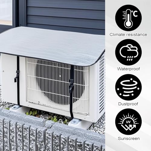 TecoKart® 40 x 80cm AC Outdoor Unit Protector – Heat-Insulated & Weather-Resistant Double-Layer Aluminum Film AC Protection Cover Outdoor Unit – AC Compressor Cover Outdoor with Adjustable Strap - Image 3