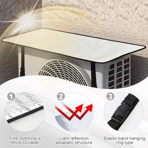 TecoKart® 40 x 80cm AC Outdoor Unit Protector – Heat-Insulated & Weather-Resistant Double-Layer Aluminum Film AC Protection Cover Outdoor Unit – AC Compressor Cover Outdoor with Adjustable Strap - Image 4