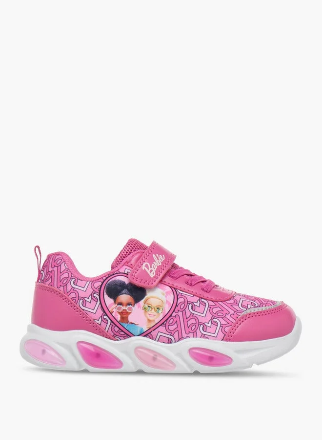 Barbie Printed Light-Up Sneakers with Hook and Loop Closure