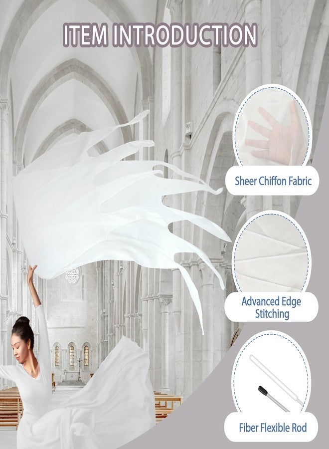 Baisdan 55'' Double Layered Worship Flags for Dance Church, Praise Dance Flags for Worship, Praise Flag with Flexible Rod and Storage Bag, Set of 2, White - Image 2