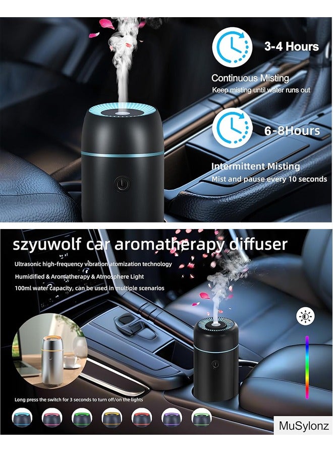 Car Diffuser, Portable Mini Ultrasonic Mist Humidifier, USB Car Scent Air Diffuser with 7-Color Light & 2 Spray Modes, Aromatherapy Oil Diffuser for Car, Home, Travel & Office - Image 2
