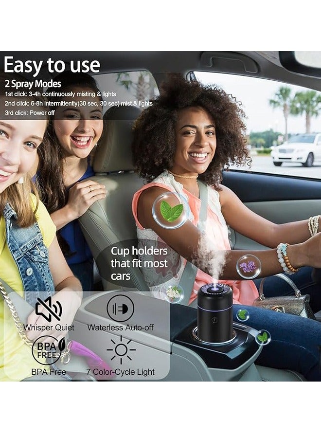 Car Diffuser, Portable Mini Ultrasonic Mist Humidifier, USB Car Scent Air Diffuser with 7-Color Light & 2 Spray Modes, Aromatherapy Oil Diffuser for Car, Home, Travel & Office - Image 4