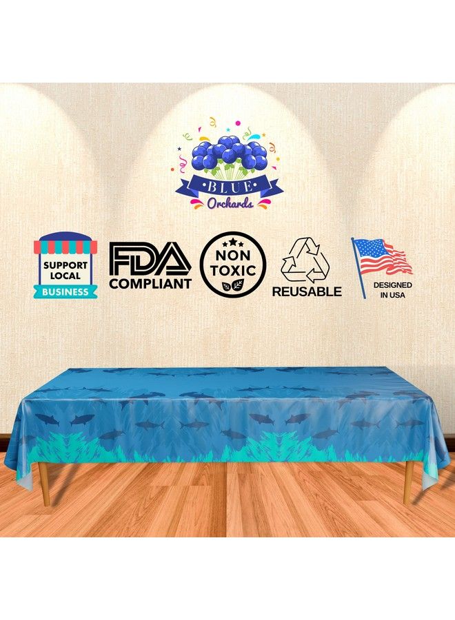 Blue Orchards Shark Table Covers (Pack Of 2) 54"X108" Xl Shark Birthday Party Supplies Shark Table Cloth Shark Party Under The Sea Party Ocean Theme Birthday Party Decoration Under The Sea - Image 4