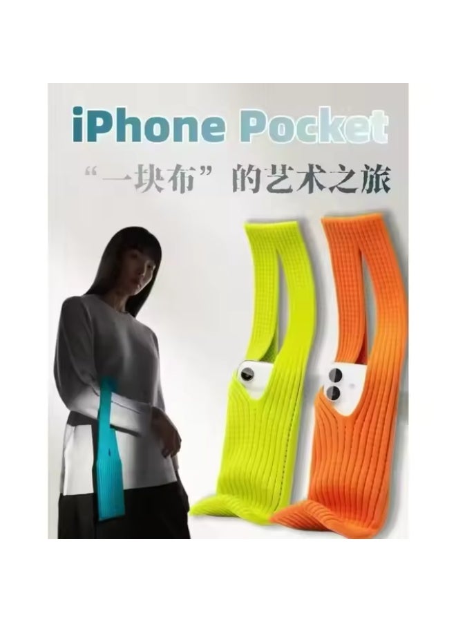 MOCOM Wearable Knit Phone Pocket with Short 40cm Strap — Designer 3D-Knit Crossbody Phone Carrier | Universal Fit for All iPhone Models & Smartphones | Luxury Flexible Accessory for AirPods, Wallet & Everyday Essentials | Crafted with Stretch Technology | Effortless Style & Utility - Image 4