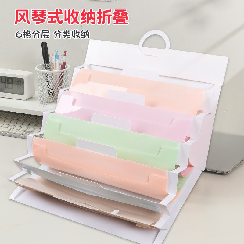 Rainbow Pp Material Portable Wall-Mounted Organ Bag A4 Six-Cell Office Data Storage Folder Manufacturers - Image 3