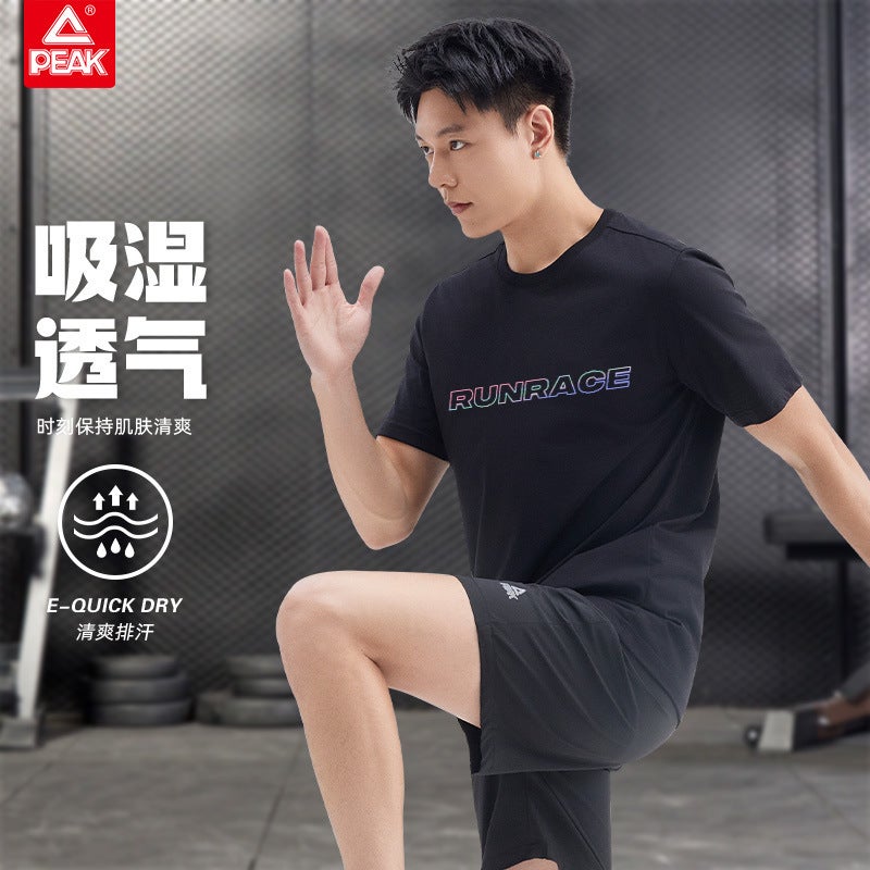 Peak Crewneck Sports Solid Color Cotton T-Shirt Breathable Quick-Drying Short-Sleeved Men'S Half-Sleeved Sports Short T Colorful Printed Top For Women - Image 5