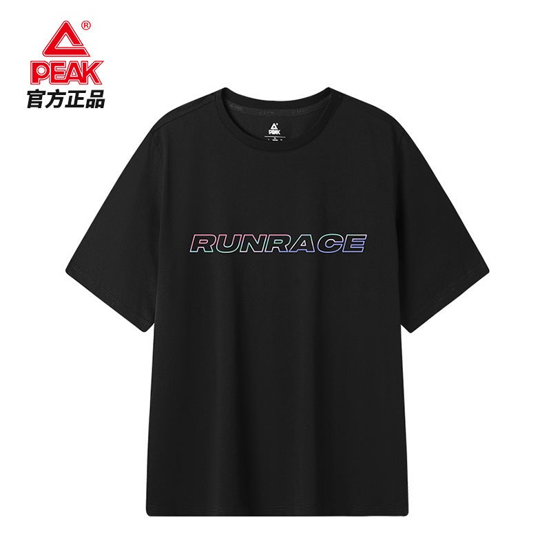 Peak Crewneck Sports Solid Color Cotton T-Shirt Breathable Quick-Drying Short-Sleeved Men'S Half-Sleeved Sports Short T Colorful Printed Top For Women - Image 3