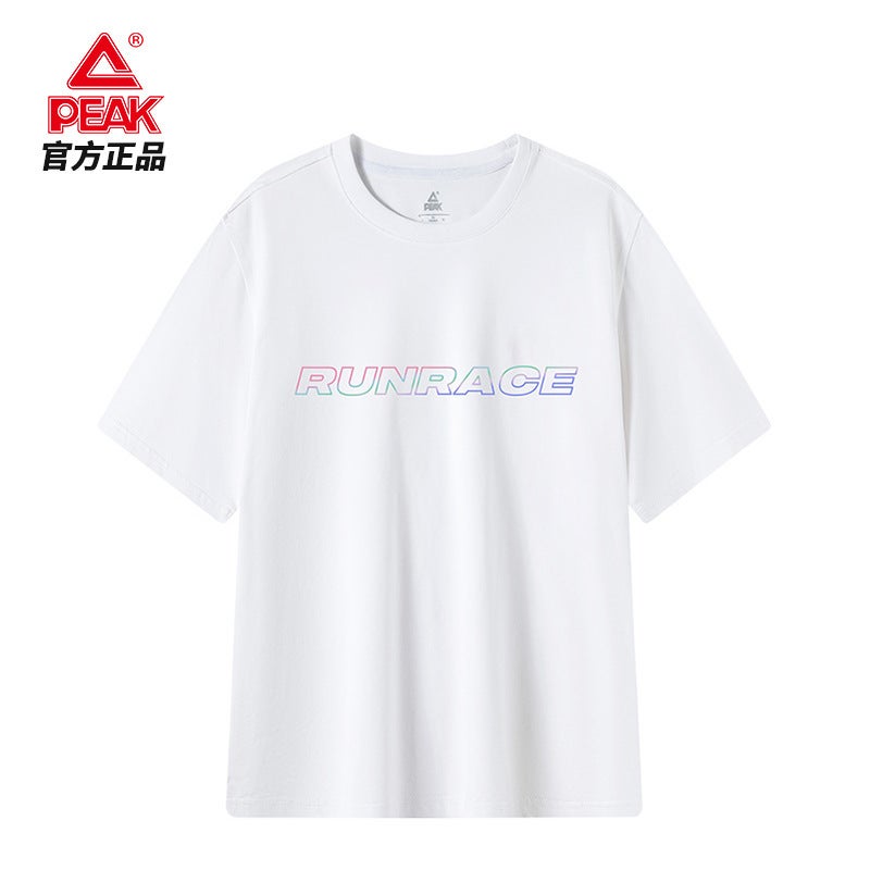 Peak Crewneck Sports Solid Color Cotton T-Shirt Breathable Quick-Drying Short-Sleeved Men'S Half-Sleeved Sports Short T Colorful Printed Top For Women - Image 2