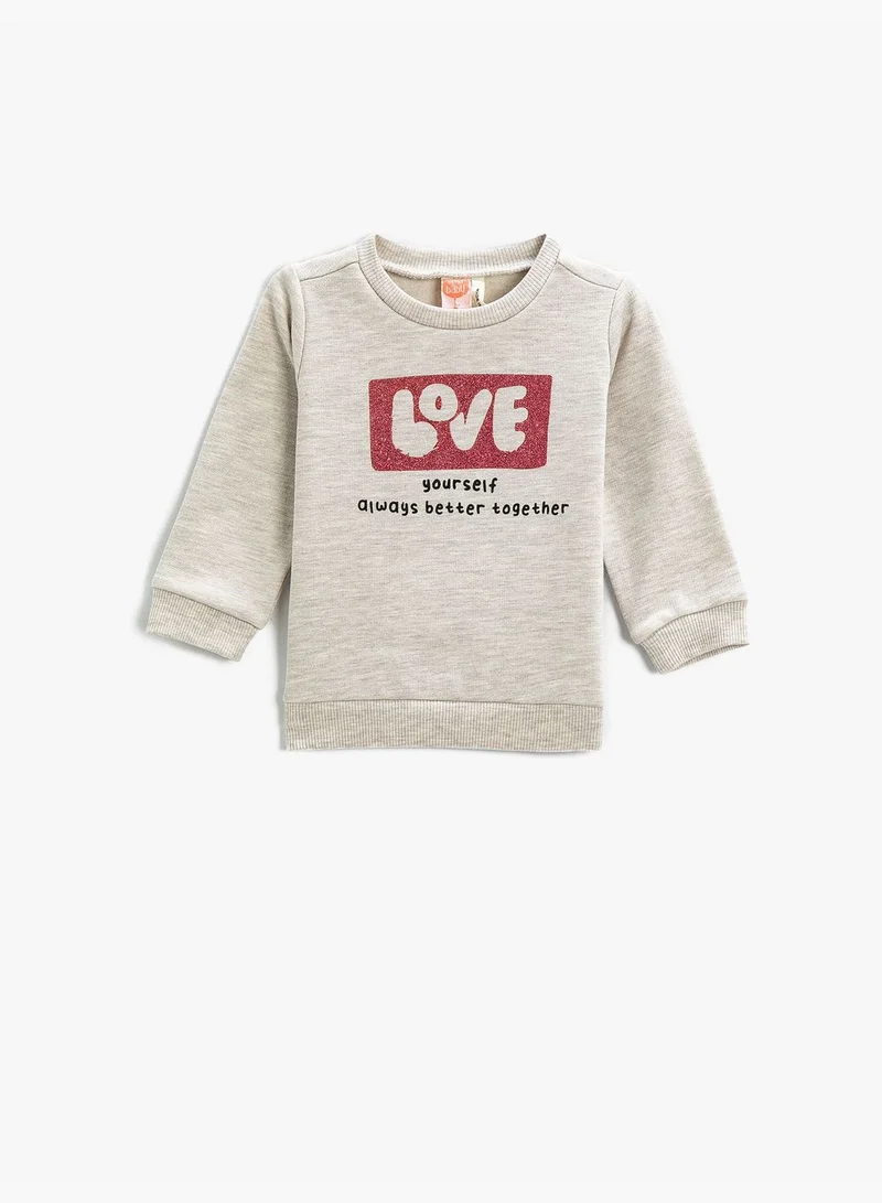 KOTON Printed Sweatshirt Crew Neck