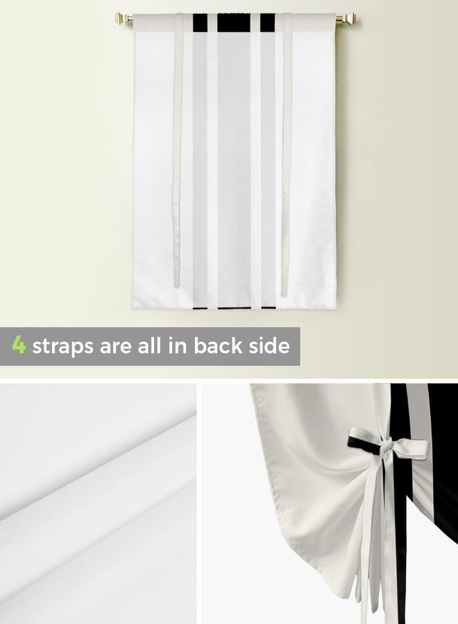 YOKOU Curtains Balloon Window Shade Christmas Black and White Stripe Rustic Farmhouse Style Countryside Rod Pocket Curtain Adjustable Tie Up Short Curtains for Small Windows Kitchen,1 PCS 34 x45 inch - Image 5
