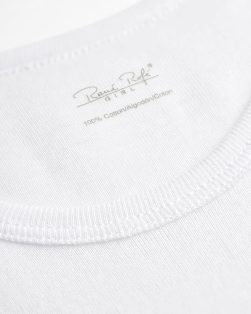Rene Rofe Girls' Undershirt - 6 Pack Soft and Breathable No Show Crewneck Cotton Shirt - Basic Tee Shirts for Girls (2T-14), Size 6X, White - Image 3