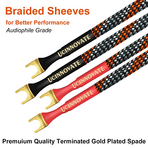 UCINNOVATE 4 x HiFi OFC Speaker Jumper Cable with Spade, 21cm Speaker Cable Bridge Bi-Wire Speaker Jumper Plates, 11AWG Cable Bridge to Speaker Cable Terminals with 8 Gold Plated Spade - Image 3