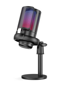 General USB Microphone for PC Computer Gaming Mic for PS4/ PS5/ Mac Condenser Mic with Quick Mute RGB Light Pop Filter Shock Mount Gain knob & Monitoring Jack for Recording Streaming Podcasting YouTube  - Image 1