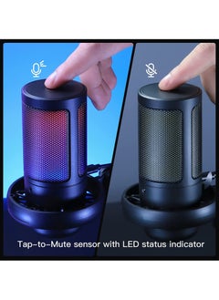 General USB Microphone for PC Computer Gaming Mic for PS4/ PS5/ Mac Condenser Mic with Quick Mute RGB Light Pop Filter Shock Mount Gain knob & Monitoring Jack for Recording Streaming Podcasting YouTube  - Image 3