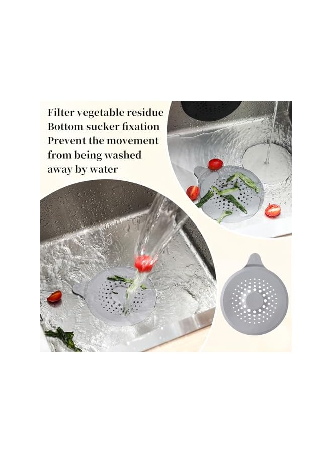 The Bros 2 قطع مصيدة شعر مصنوعة من السيليكون لصرف المياه مع شفاط، واقي صرف، مصفاة حوض - غطاء مصيدة شعر لصرف المياه، فلتر مصيدة الشعر لحمام، حوض استحمام، مطبخ - Image 3