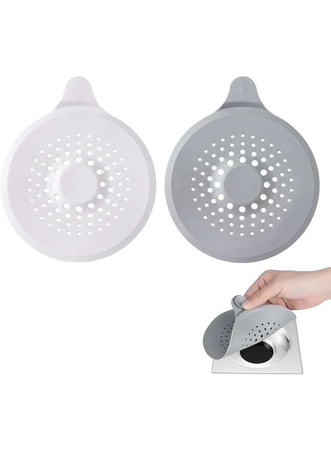 The Bros 2 قطع مصيدة شعر مصنوعة من السيليكون لصرف المياه مع شفاط، واقي صرف، مصفاة حوض - غطاء مصيدة شعر لصرف المياه، فلتر مصيدة الشعر لحمام، حوض استحمام، مطبخ - Image 1