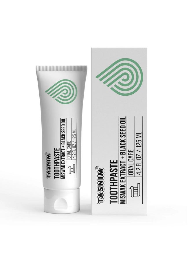 Tasnim - Miswak Toothpaste 125Ml - Fluoride Free Natural Toothpaste For Oral & Gum Health, Teeth Whitening Toothpaste With Miswak Extract & Black Seed Oil For Adult & Kids Oral Care - Image 1