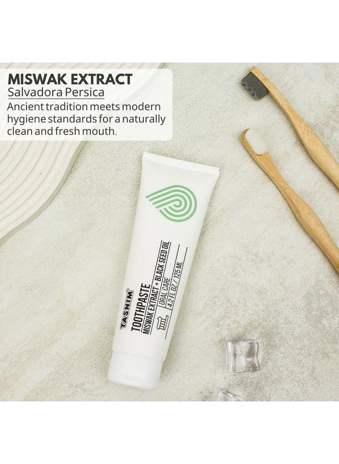 Tasnim - Miswak Toothpaste 125Ml - Fluoride Free Natural Toothpaste For Oral & Gum Health, Teeth Whitening Toothpaste With Miswak Extract & Black Seed Oil For Adult & Kids Oral Care - Image 1