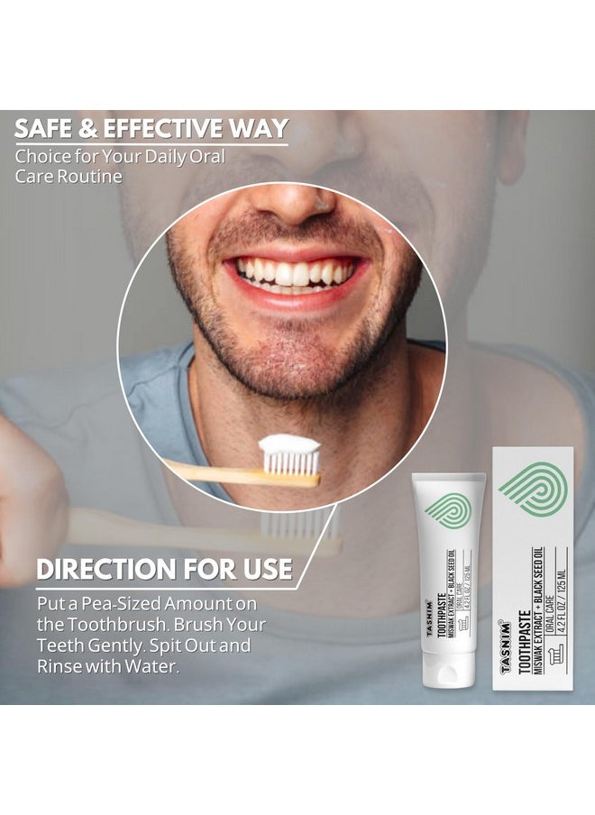 Tasnim - Miswak Toothpaste 125Ml - Fluoride Free Natural Toothpaste For Oral & Gum Health, Teeth Whitening Toothpaste With Miswak Extract & Black Seed Oil For Adult & Kids Oral Care - Image 1