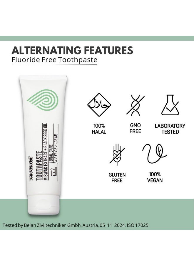 Tasnim - Miswak Toothpaste 125Ml - Fluoride Free Natural Toothpaste For Oral & Gum Health, Teeth Whitening Toothpaste With Miswak Extract & Black Seed Oil For Adult & Kids Oral Care - Image 1