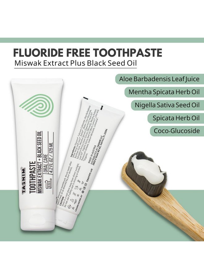Tasnim - Miswak Toothpaste 125Ml - Fluoride Free Natural Toothpaste For Oral & Gum Health, Teeth Whitening Toothpaste With Miswak Extract & Black Seed Oil For Adult & Kids Oral Care - Image 1