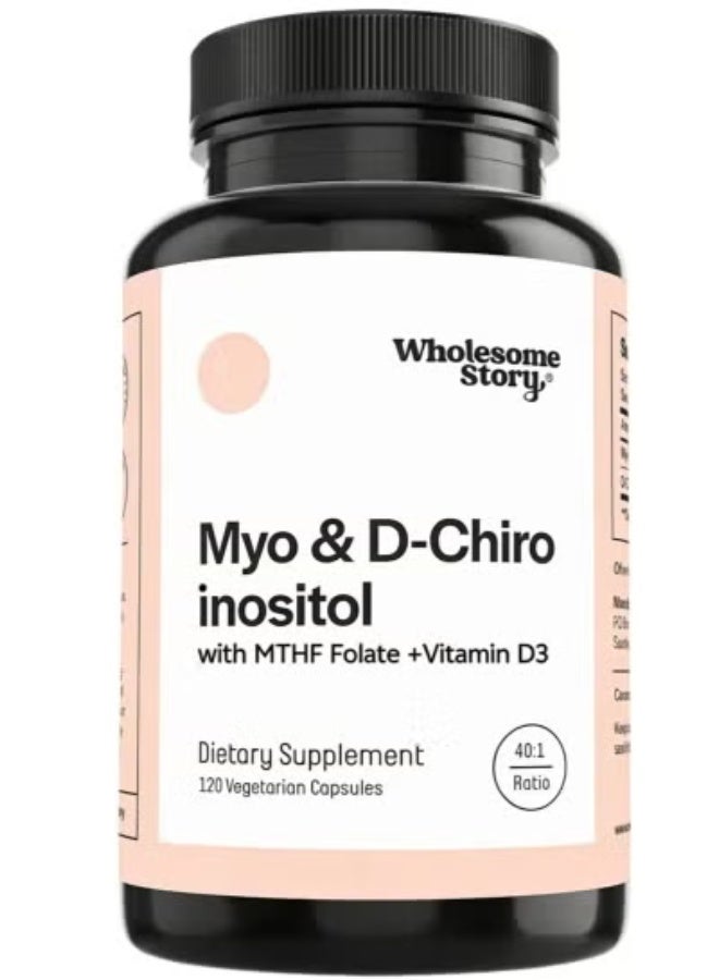 Wholesome Story Women's Inositol & D-Chiro-Inositol 40:1 Complex with Folate & Vitamin D3, 120 Vegetarian Capsules - Image 4