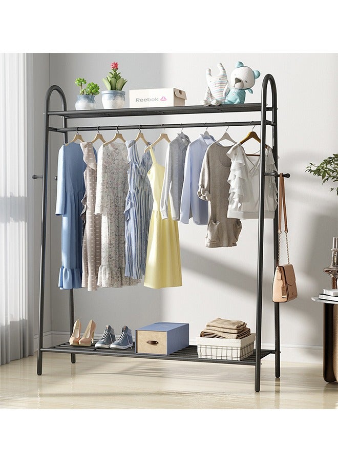 RollsTimi  Clothing Rack Black 2-tier Garment Rack Multi-functional Storage Rack Floor-standing Indoor Household Clothing Rack Single-rod Balcony Drying Rack - Image 1