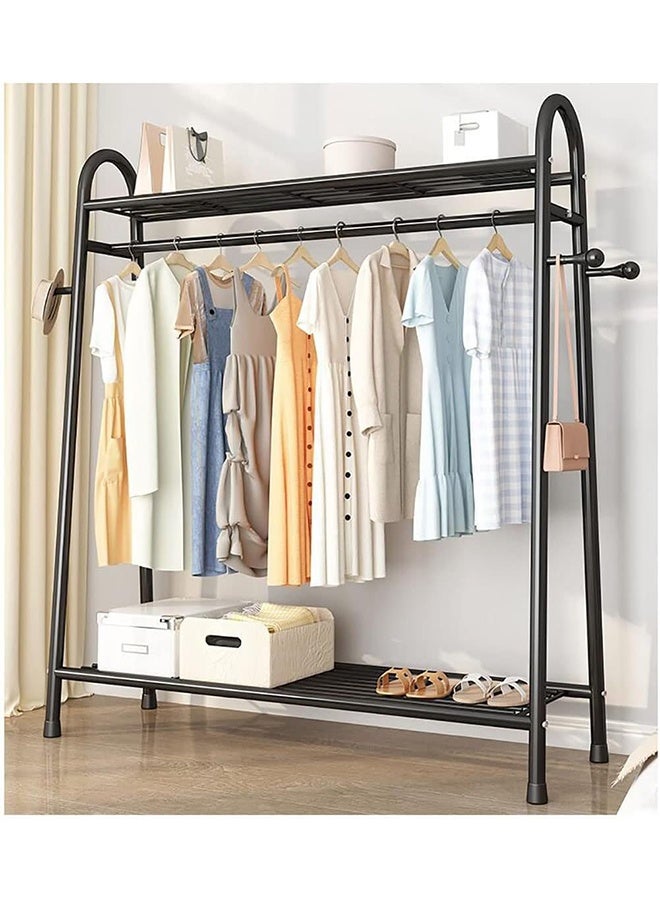 RollsTimi  Clothing Rack Black 2-tier Garment Rack Multi-functional Storage Rack Floor-standing Indoor Household Clothing Rack Single-rod Balcony Drying Rack - Image 3