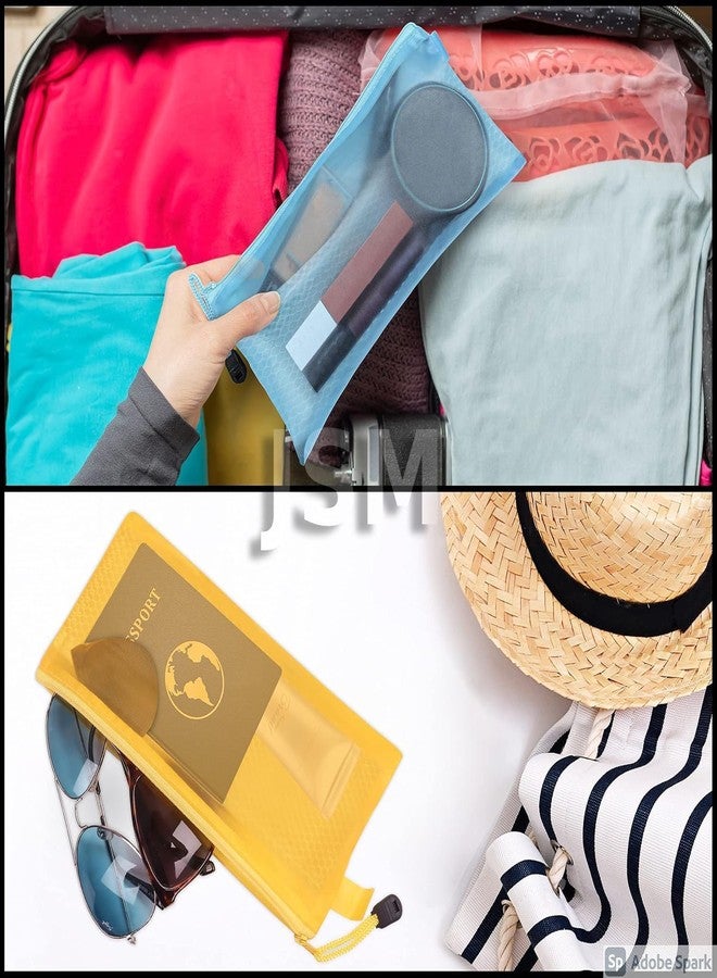 JSMSH Zipper Pouch Waterproof Plastic Pouches for Travel, Document and Cosmetics | Transparent Mesh Zipper Pouches for Stationary (Pack of 10, A4 and Cheque Size) - Image 5