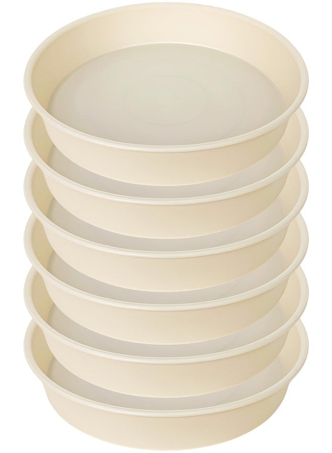 Bleuhome 6 Pack of 6 inch Plant Saucer Drainage Tray, 4 5 7 8 10 12 13 15 17 19 inch Plastic Plant Water Tray, Flower Saucers for Indoors, Plant Dishes for Pots Base (6 inch, Beige) - Image 1