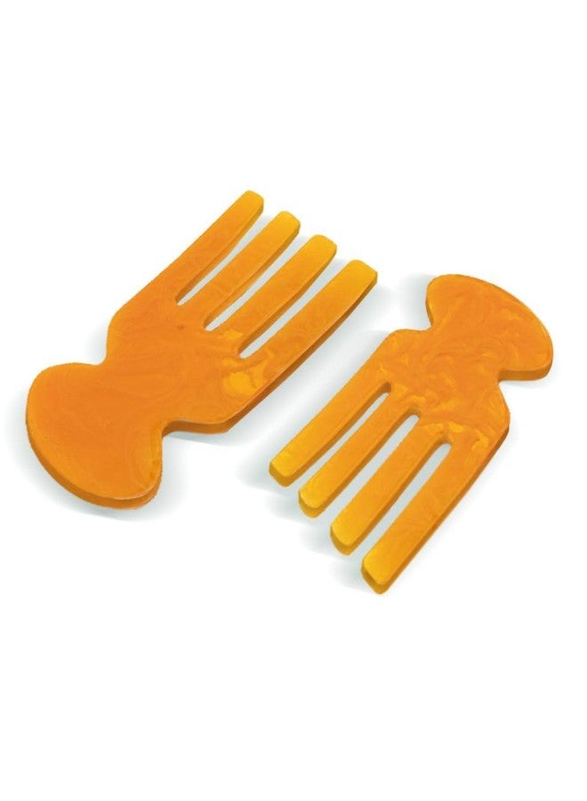 Folkulture Salad Hands - Resin, (8 ") Orange Serving Utensils Set of 2 for Fall Table Decor, Stylish Salad Servers or Salad Tongs for Fall Decor, Decorative Salad Serving Utensils for Home - Image 1