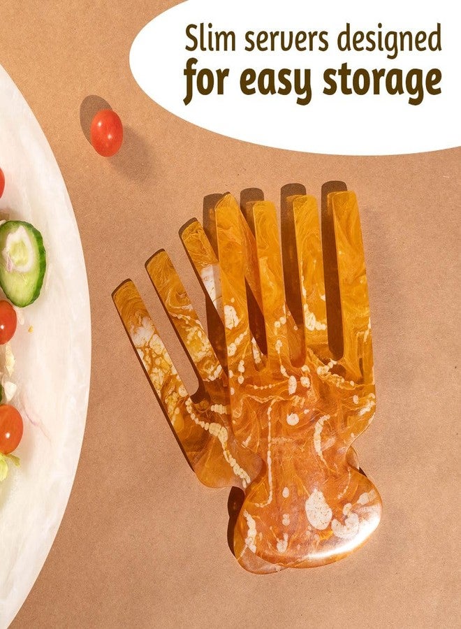 Folkulture Salad Hands - Resin, (8 ") Orange Serving Utensils Set of 2 for Fall Table Decor, Stylish Salad Servers or Salad Tongs for Fall Decor, Decorative Salad Serving Utensils for Home - Image 4