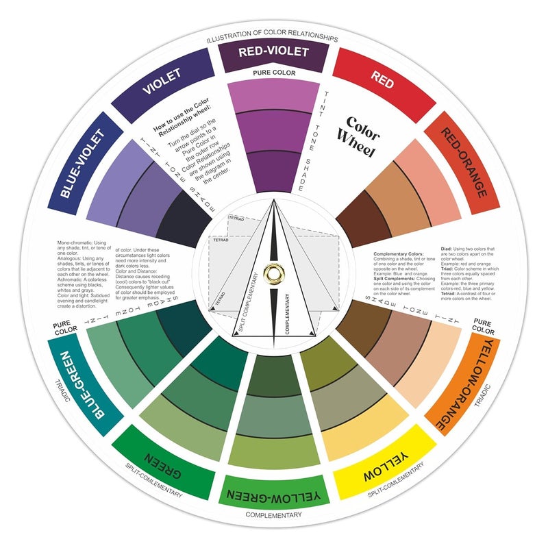 HOUSE HATCH Large Color Wheel Paint Mixing Learning Guide Art Class Teaching Tool | Makeup Blending Chart, and Color Mixing Guide | 9.1 Inch Multicolor - Image 1