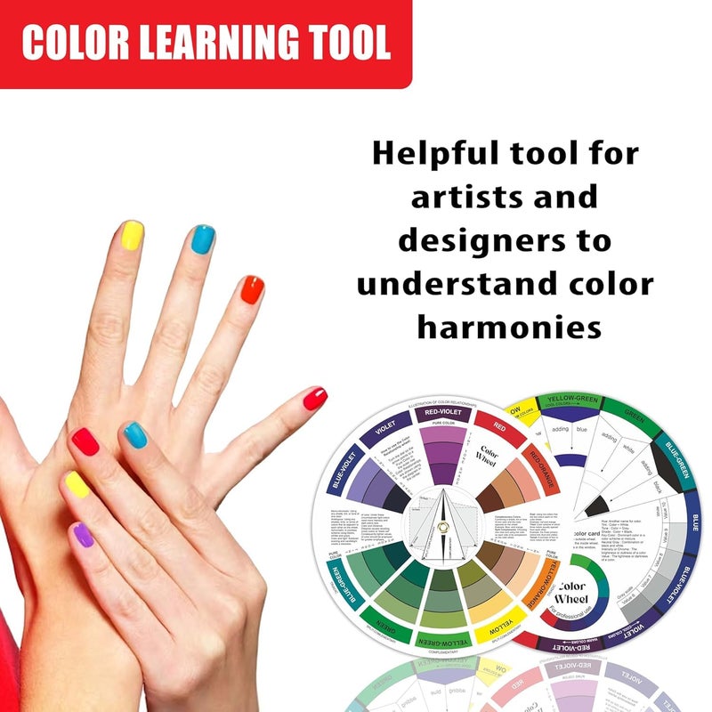 HOUSE HATCH Large Color Wheel Paint Mixing Learning Guide Art Class Teaching Tool | Makeup Blending Chart, and Color Mixing Guide | 9.1 Inch Multicolor - Image 4