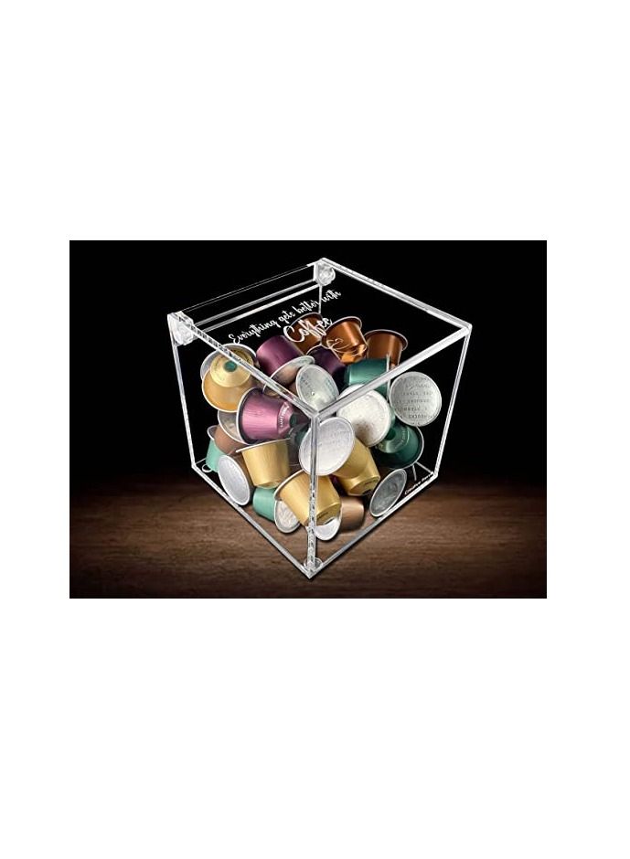 Creative Planet Coffee Pods Holder for Nespresso Vertuo Keurig K Cups Capsules. Designer Acrylic Coffee Bar Accessories for Your Coffee Station. (Everything Gets Better with Coffee) - Image 1