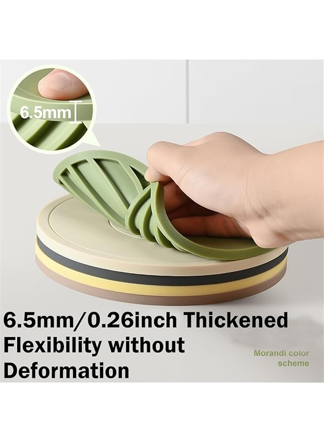 Excefore Silicone Trivet Mats Set   6Pcs Thickened Pot Holders, Non Slip Heat Resistant Pads With Gold Triangle Holder, Ideal For Kitchen Use With Hot Pots, Pans, Dishes - Image 5