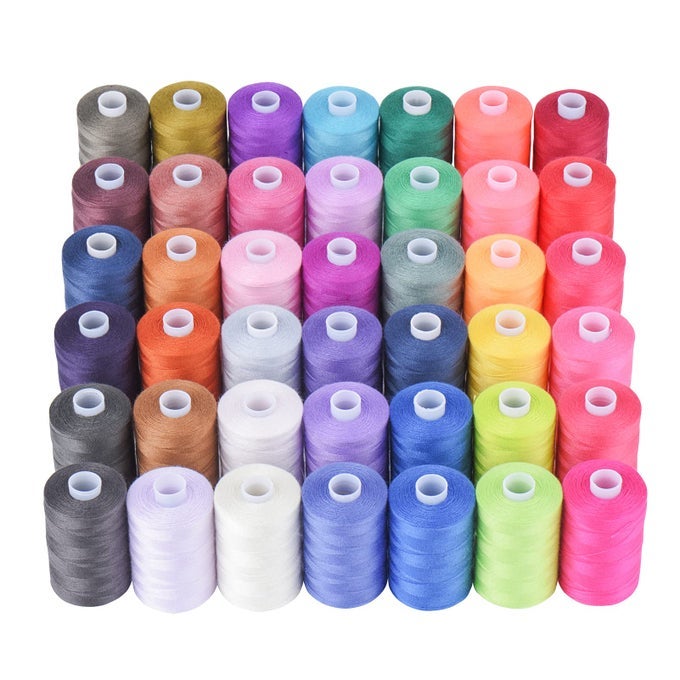 ALL PURPOSE SEWING THREAD 42 SPOOL ASSORTED 1000 YARDS POLYESTER THREADS FOR SEWING HANDY POLYESTER SEWING THREADS FOR SEWING MACHINE 42 COLORS