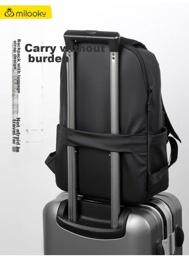 Milooky Laptop Backpack 14/15.6/16 Inch Large Capacity Leather Travel Backpack For Men And Women - Image 2