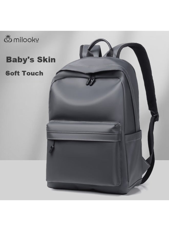 Milooky Laptop Backpack 14/15.6/16 Inch Large Capacity Leather Travel Backpack For Men And Women - Image 1