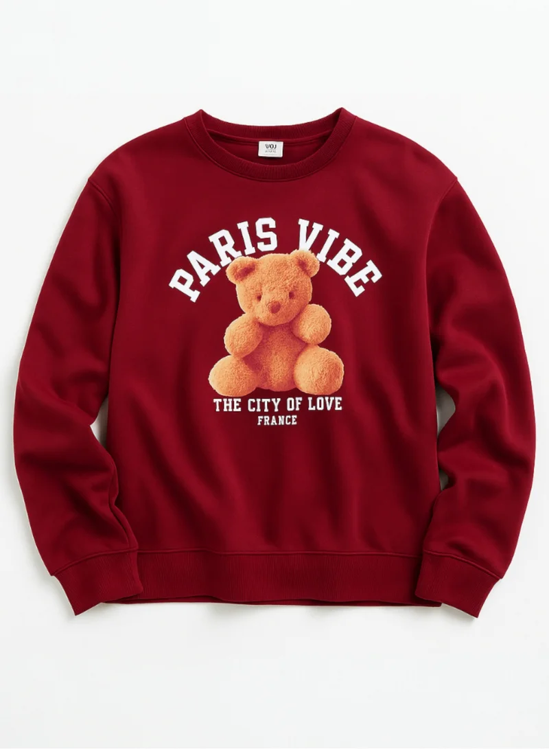 victor and jane Paris Vibe Graphic Sweatshirt – 100% Cotton Fleece | Puff Print |