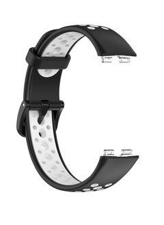 Silicone Sport Smart Watch Band Replacement Strap For Honor Band 9 (Black & White)