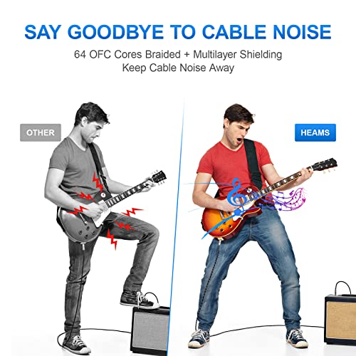 Heams 2 Pack Premium 10 FT Guitar Cable, 1/4 Inch Instrument Cable- Noise Free and Long-Lasting Guitar Chord- AMP Cord for Bass, Electric Guitar, Electric Mandolin, Right Angle - Image 3